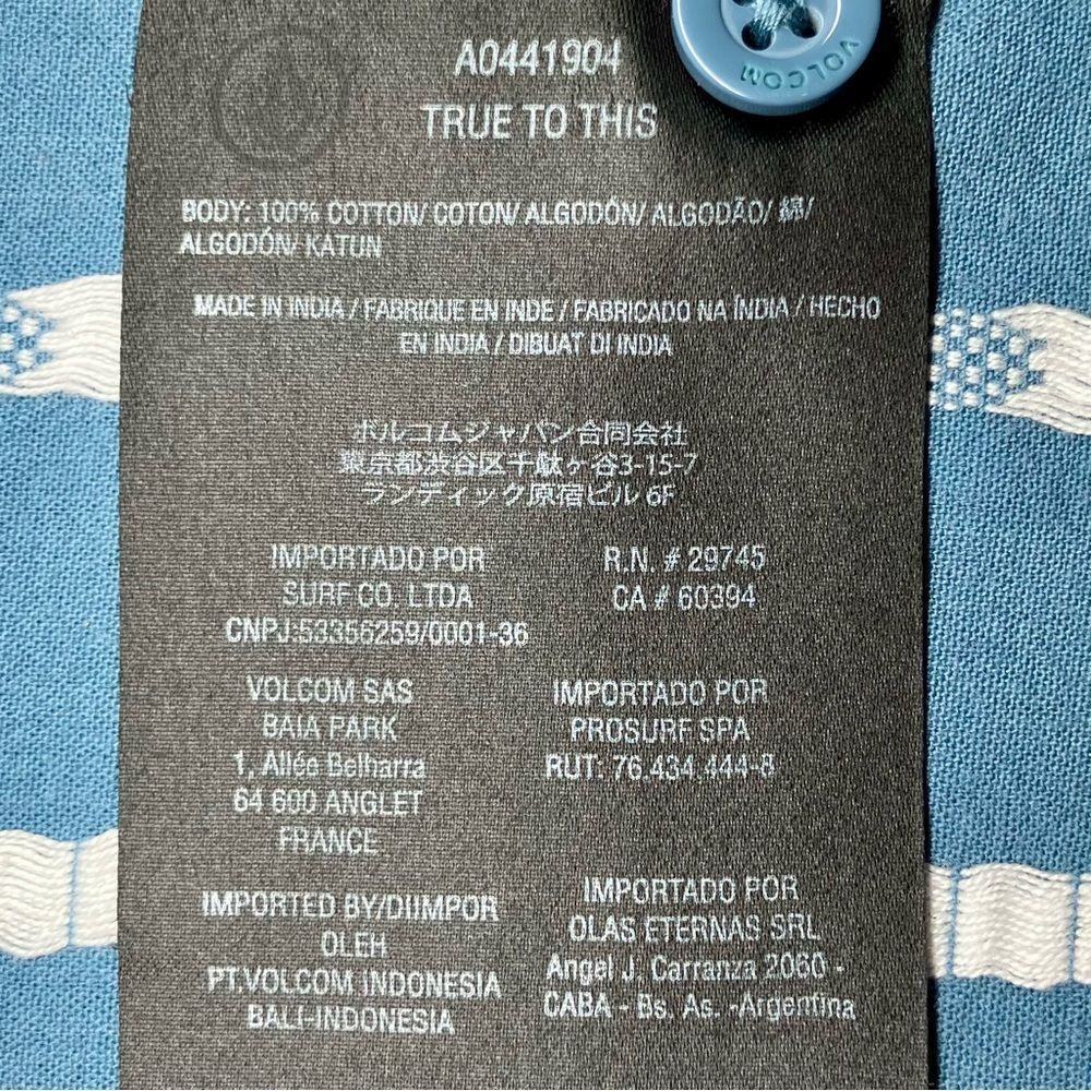 Volcom Modern Fit Cotton Short Sleeve in Blue/White Men’s L - Picture 7 of 8